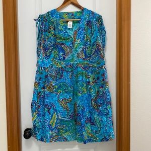 Woman’s Lauren, Swim Coverup, size 2X, color blue, pockets.